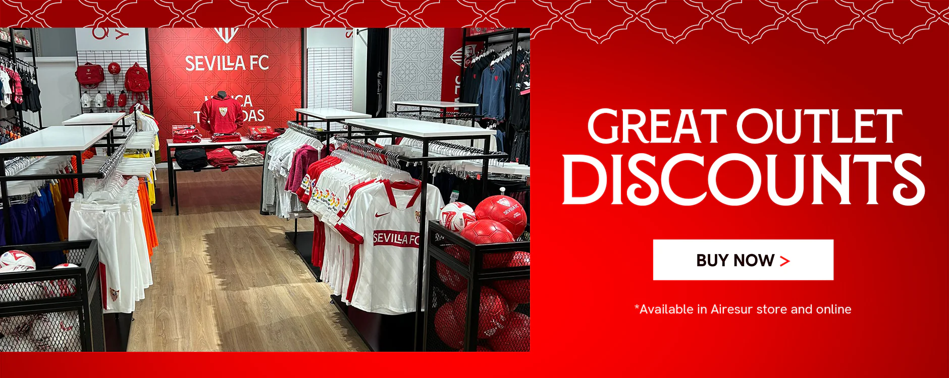 Sevilla Fan Shop – 202403-Tienda_Liquidacion_Airesur_Banner_Tienda Kollektion – Exklusive Artikel für Sevilla-Fans Kollektion für Fans